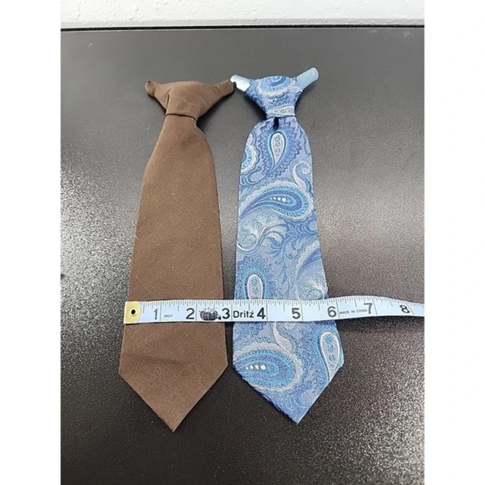 Vintage Boys clip neck ties set of two Solid And‎ Paisley